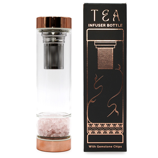 Sklenená čajová fľaša - Rose Gold (500 ml)
