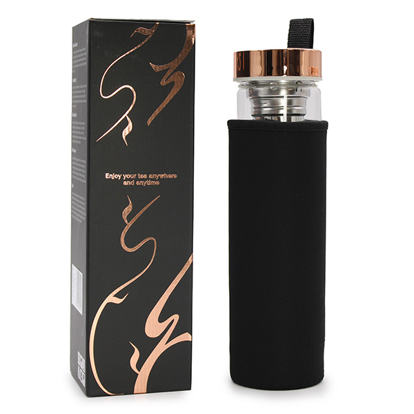 Sklenená čajová fľaša - Rose Gold (500 ml)
